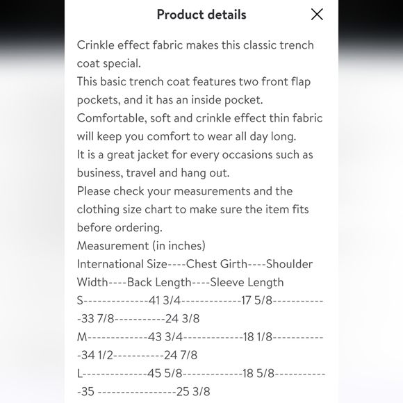 Lars Amadeus trench coat NWT sz. L two front flap pockets non wrinkle - Picture 7 of 7